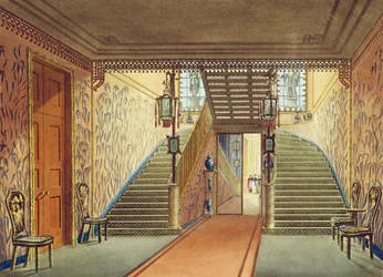 The Staircase, from Views of the Royal Pavilion, Brighton, by John Nash